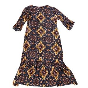 Anthropologie Navy and Gold Long Sleeve Dress